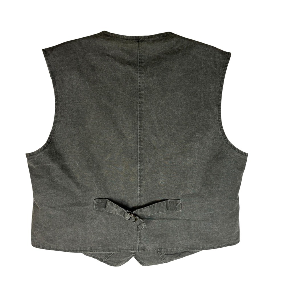 Australian Outback Collection Mens Grey Cotton Canvas Plaid Lined Vest Large - Picture 4 of 7